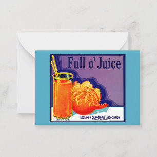 1930s Full o’ Juice orange crate label Card