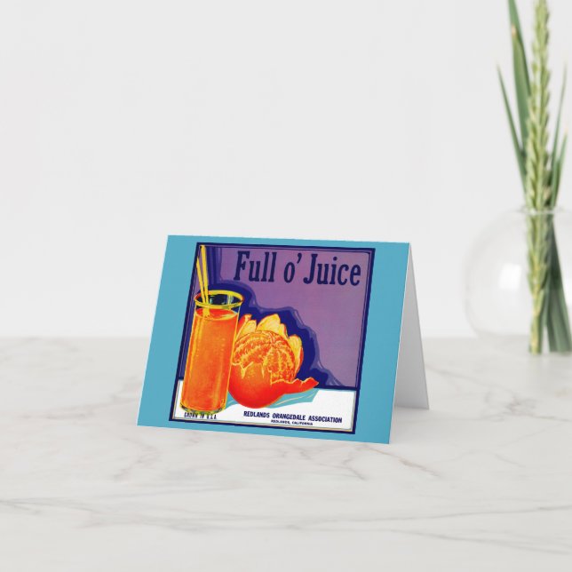 1930s Full o’ Juice orange crate label Note Card (Front)