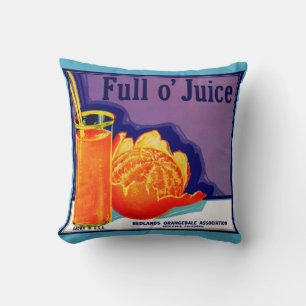 1930s Full o’ Juice orange crate label print Cushion