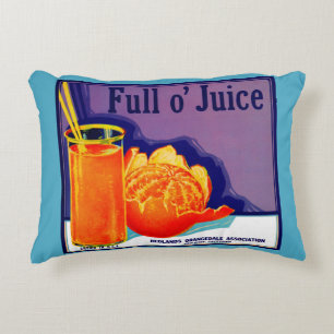 1930s Full o’ Juice orange crate label print Decorative Cushion