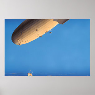 1930s German Zeppelin Poster In 2 days across the