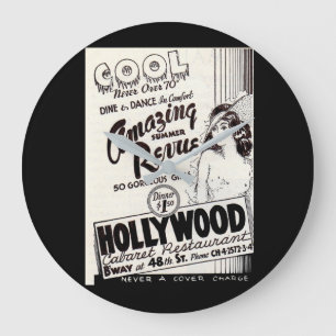 1930s Hollywood Cabaret Restaurant ad Large Clock