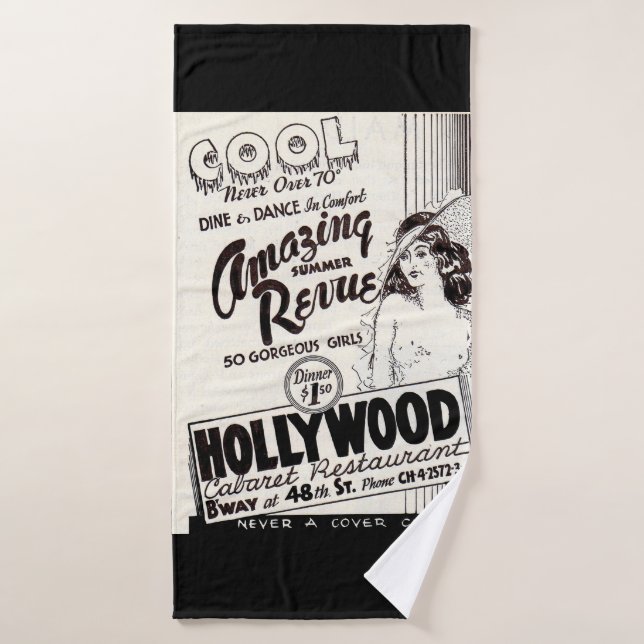 1930s Hollywood Cabaret Restaurant ad print Bath Towel Set (Bath Towel)