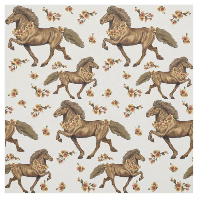 1930s Icelandic and Flowers Fabric (Swatch)