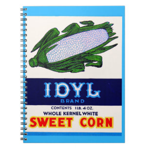 1930s Idyl Sweet Corn label print Spiral Notebook