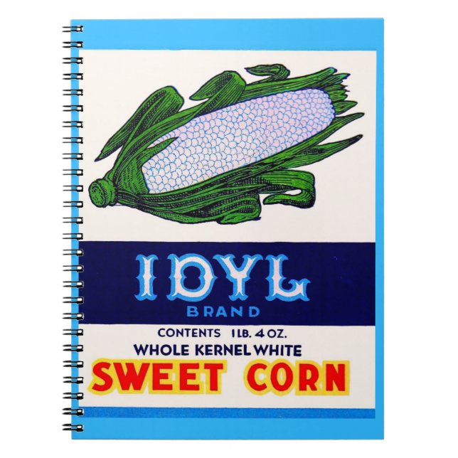 1930s Idyl Sweet Corn label print Spiral Notebook (Front)
