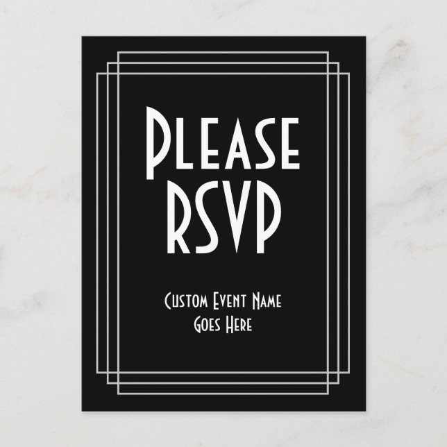 1930s Inspired Look "Please RSVP" Postcard (Front)
