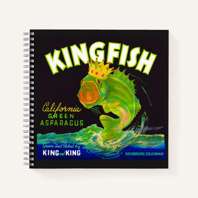 1930s Kingfish asparagus crate label Notebook (Front)