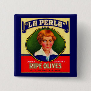 1930s LaPerla Olives label 15 Cm Square Badge