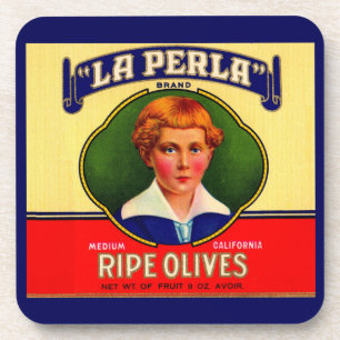 1930s LaPerla Olives label Coaster