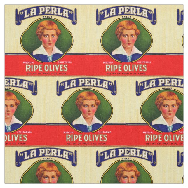 1930s LaPerla Olives label print Fabric (Swatch)