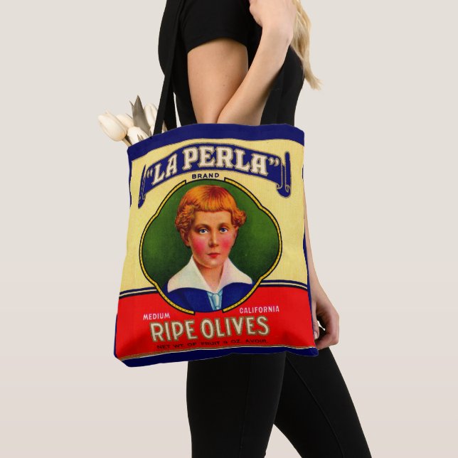 1930s LaPerla Olives label Tote Bag (Close Up)