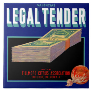 1930s Legal Tender orange crate label Tile