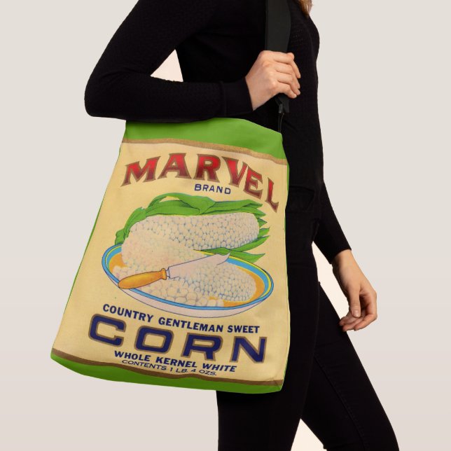 1930s Marvel canned corn label Crossbody Bag (Close Up)