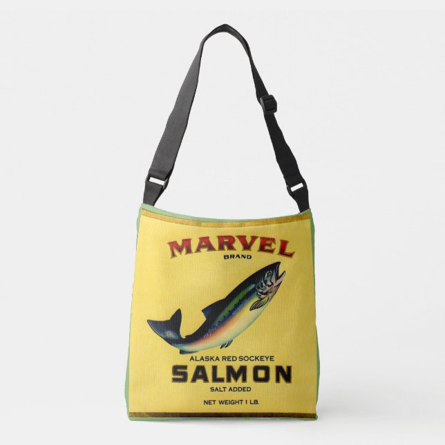 1930s Marvel salmon can label Crossbody Bag (Front)