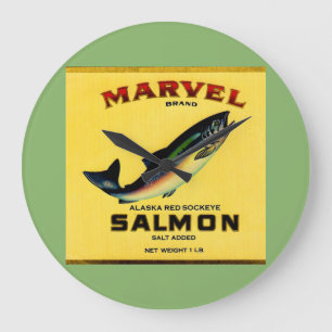 1930s Marvel salmon can label Large Clock