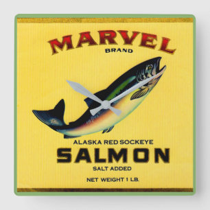 1930s Marvel salmon can label Square Wall Clock