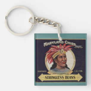 1930s Maryland Chief Stringless Beans label Key Ring