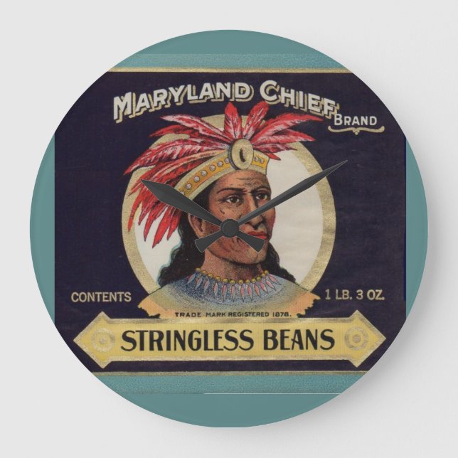 1930s Maryland Chief Stringless Beans label Large Clock (Front)