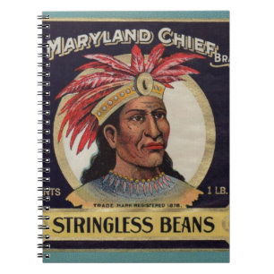 1930s Maryland Chief Stringless Beans label Spiral Notebook