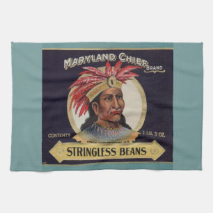 1930s Maryland Chief Stringless Beans label Tea Towel