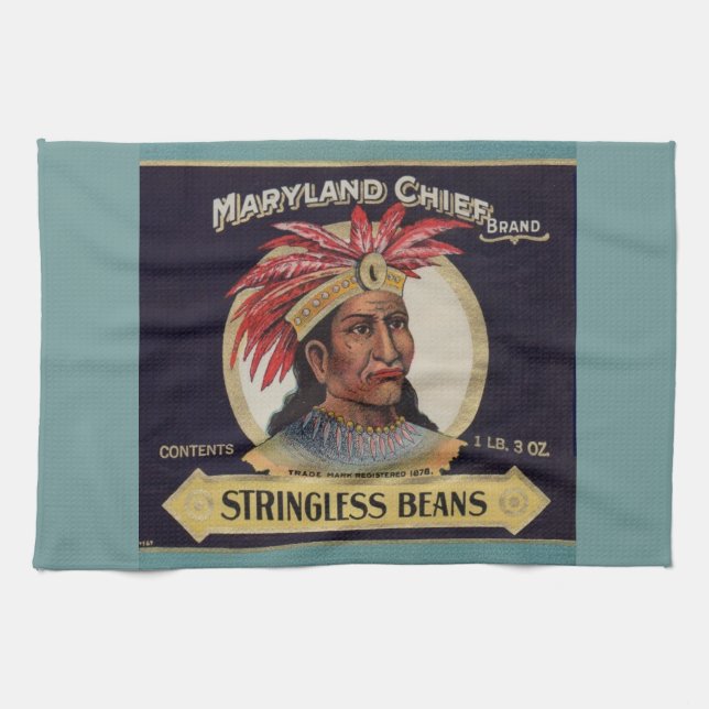 1930s Maryland Chief Stringless Beans label Tea Towel (Horizontal)