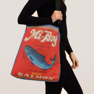 1930s Mi-Boy pink salmon can labels Crossbody Bag