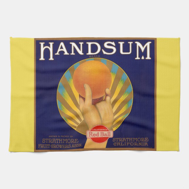 1930s orange crate label Handsum print Tea Towel (Horizontal)