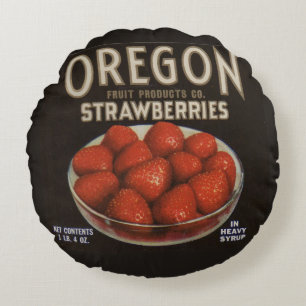 1930s Oregon Strawberries Round Cushion