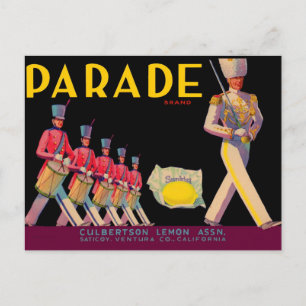 1930s Parade lemon crate label Postcard