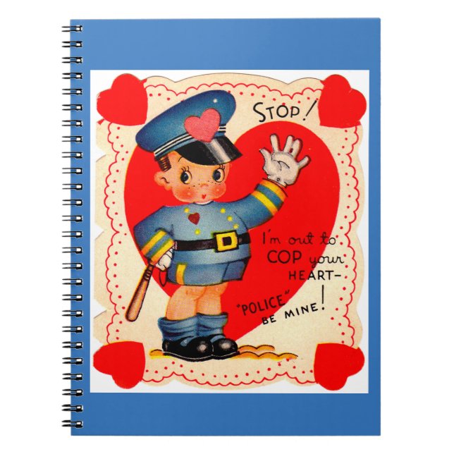 1930s police boy valentine spiral notebook (Front)