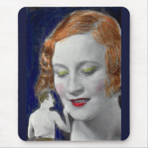 1930s redhead woman and her teeny tiny husband mouse pad