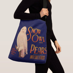 1930s Snow Owl brand pears fruit crate label print Crossbody Bag