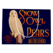 1930s Snow Owl brand pears fruit crate label print Large Gift Bag (Back)