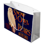 1930s Snow Owl brand pears fruit crate label print Large Gift Bag (Back Angled)