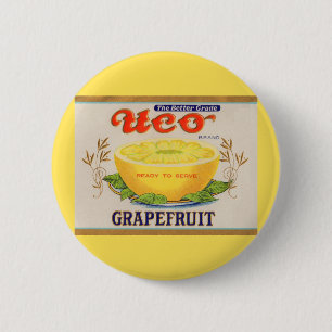 1930s Uco Brand Grapefruit label 6 Cm Round Badge