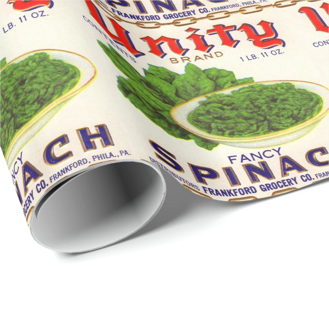 1930s Unity fancy spinach can label Wrapping Paper (Roll Corner)