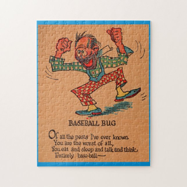 1930s vinegar valentine: the Baseball Bug Jigsaw Puzzle (Vertical)