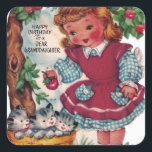 1930s Vintage Happy Birthday Granddaughter Square Sticker<br><div class="desc">1930s Vintage Happy Birthday Granddaughter</div>