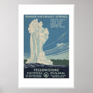 1930s Yellowstone National Park Vintage Style WPA Poster