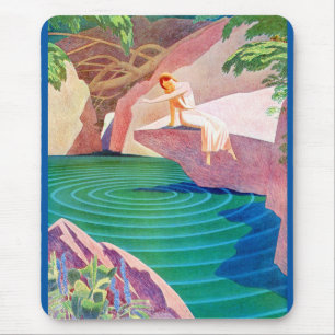 1931 art deco woman by a pond mouse pad
