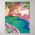 1931 art deco woman by a pond poster<br><div class="desc">A VERY neat, VERY classic example of art deco... art, found in a 1931 magazine. In the image the woman has dropped a stone into the pond, hence the ripples. Of course, it looks great on all kinds of EVERYTHING. Wanna see more old? Here's the Facebook page for my store:...</div>