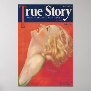 1931 True Story Vintage Magazine Cover Art Deco Poster