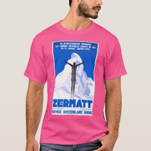 1931 Zermatt Switzerland Ski Travel Poster T-Shirt