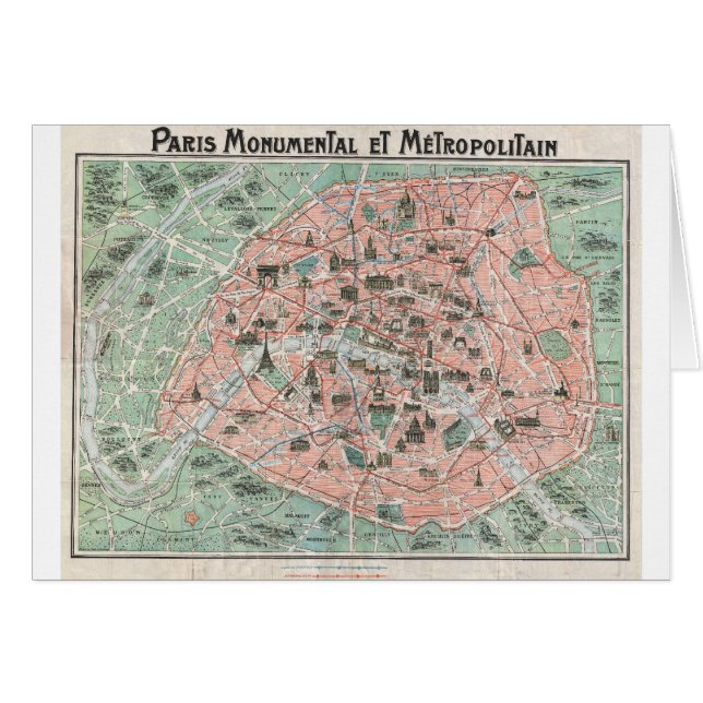 1932 Art Deco Map of Paris, France (Front Horizontal)