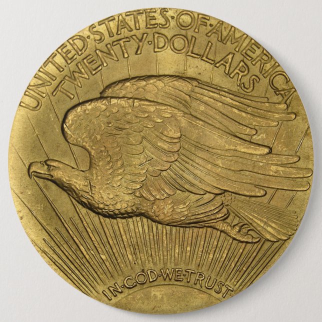 1933 Double Eagle Gold Coin 6 Cm Round Badge (Front)