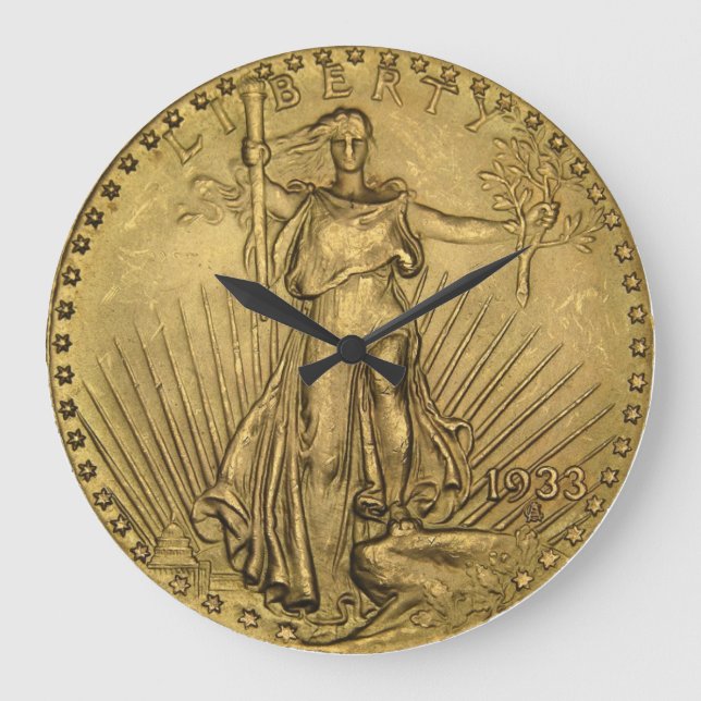 1933 Double Eagle Gold Coin Large Clock (Front)