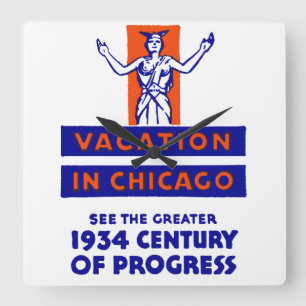 1934 Chicago Century of Progress Square Wall Clock