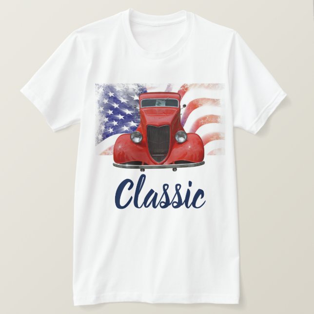 1934 Classic Red Car T-Shirt (Design Front)