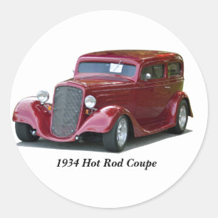 1934 Customised Coupe Hot Rod Classic Round Sticker